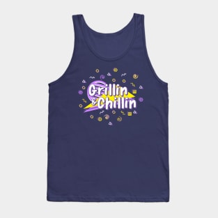 Grillin & Chillin - 90s BBQ Cookout Triangle Pattern Tank Top